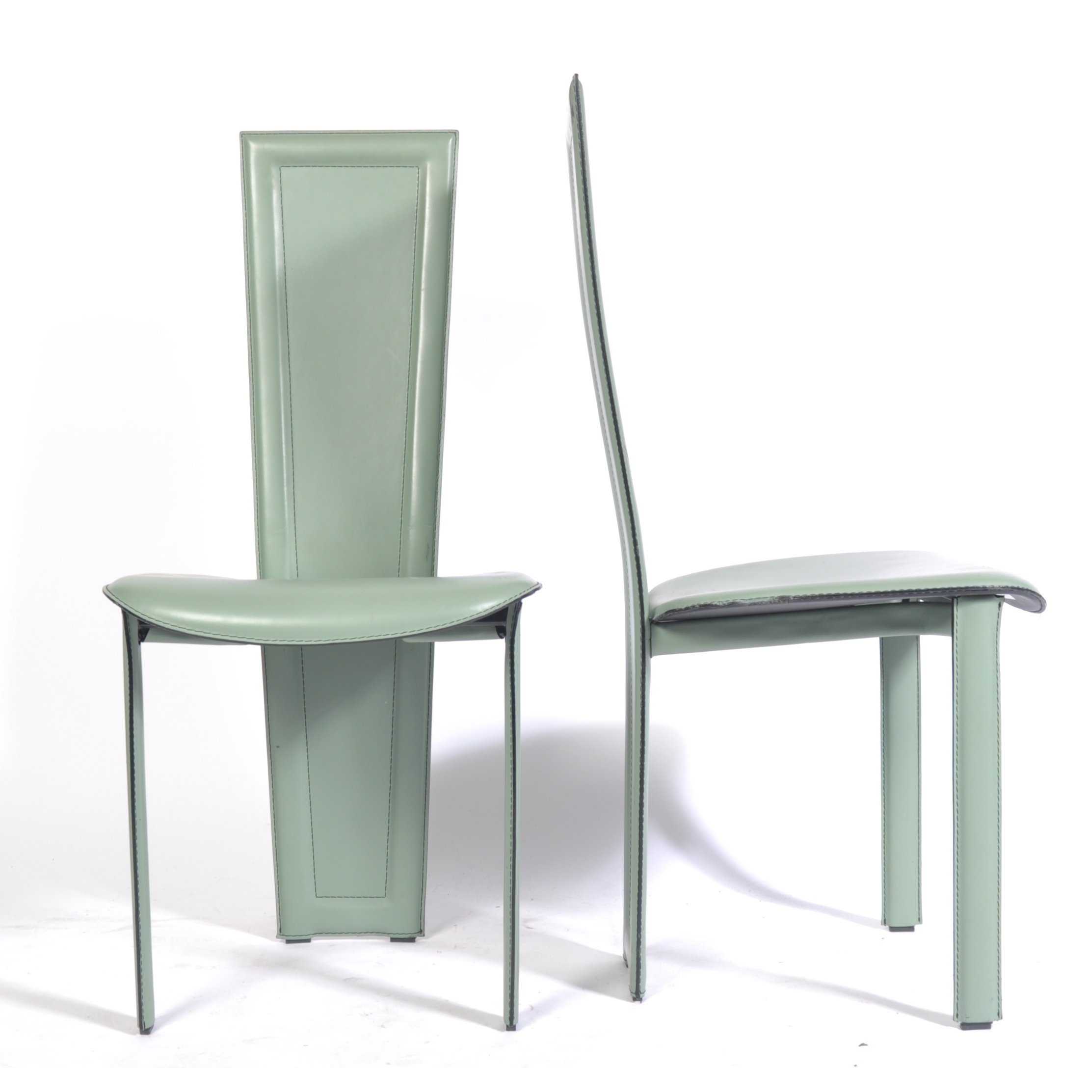 QUIA ITALIAN MINT GREEN LEATHER DINING CHAIRS - Image 7 of 8