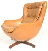 PARKER KNOLL 1960'S LEATHER RETRO TUB / EGG CHAIR