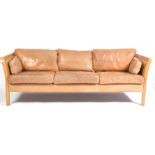 STOUBY 1970'S DANISH LEATHER THREE SEATER SOFA SETTEE