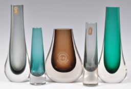 WHITEFRIARS 1970'S RETRO STUDIO ART GLASS BUD VASES BY G. BAXTER