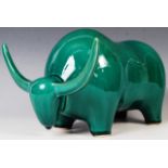 CONTEMPORARY GREEN GLAZE STUDIO ART POTTERY BISON