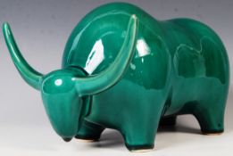 CONTEMPORARY GREEN GLAZE STUDIO ART POTTERY BISON