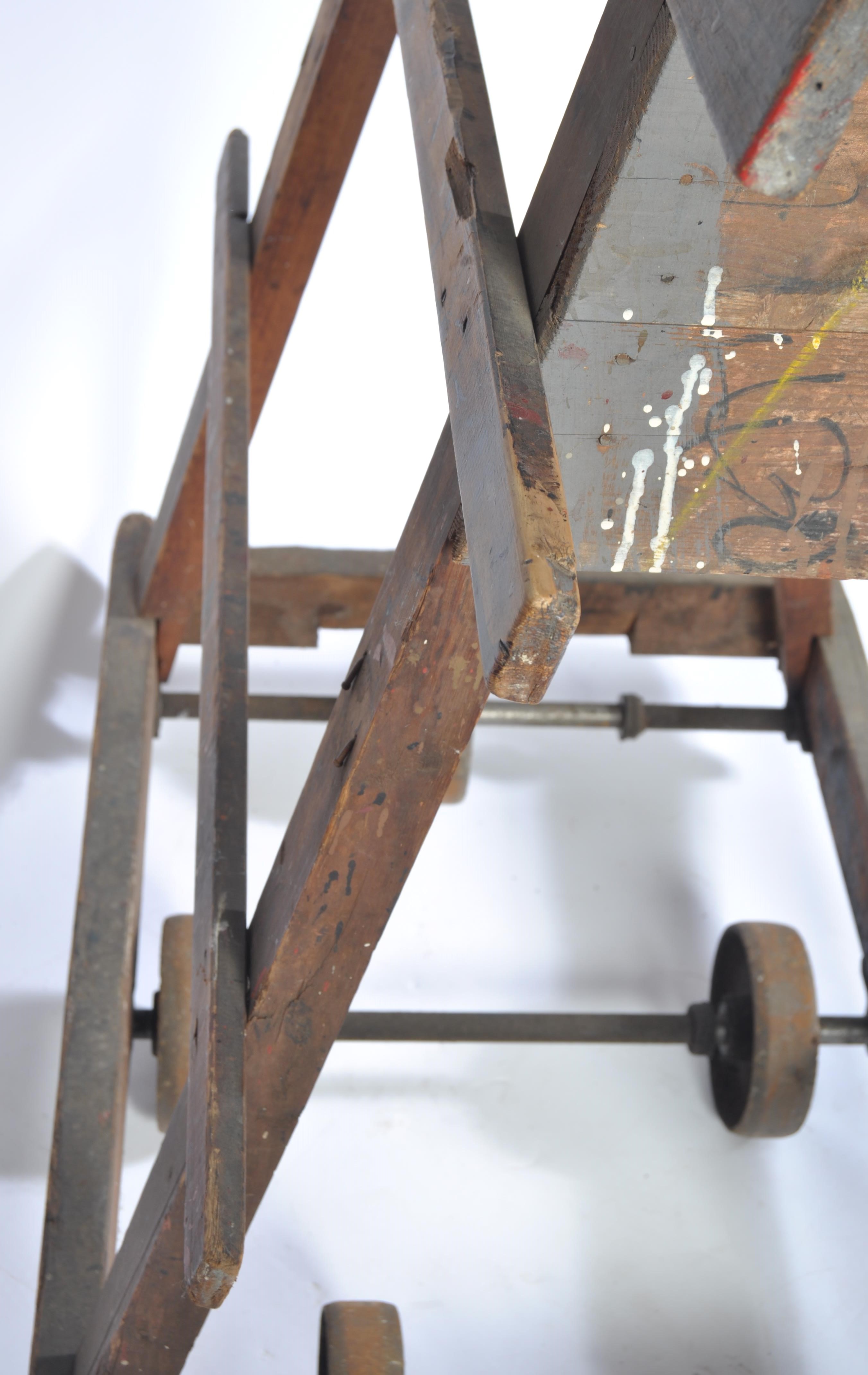 ANTIQUE VINTAGE INDUSTRIAL WOODEN FACTORY MILL TROLLEY - Image 5 of 5