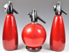 SET OF THREE BOC SPARKLETS 1960'S RED RETRO SODA SIPHONS
