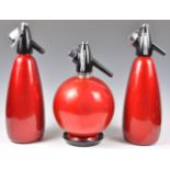 SET OF THREE BOC SPARKLETS 1960'S RED RETRO SODA SIPHONS