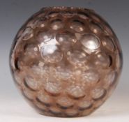 CZECH OPTIC OLIVE GLASS ORB VASE BY MAX KANNEGIESSER