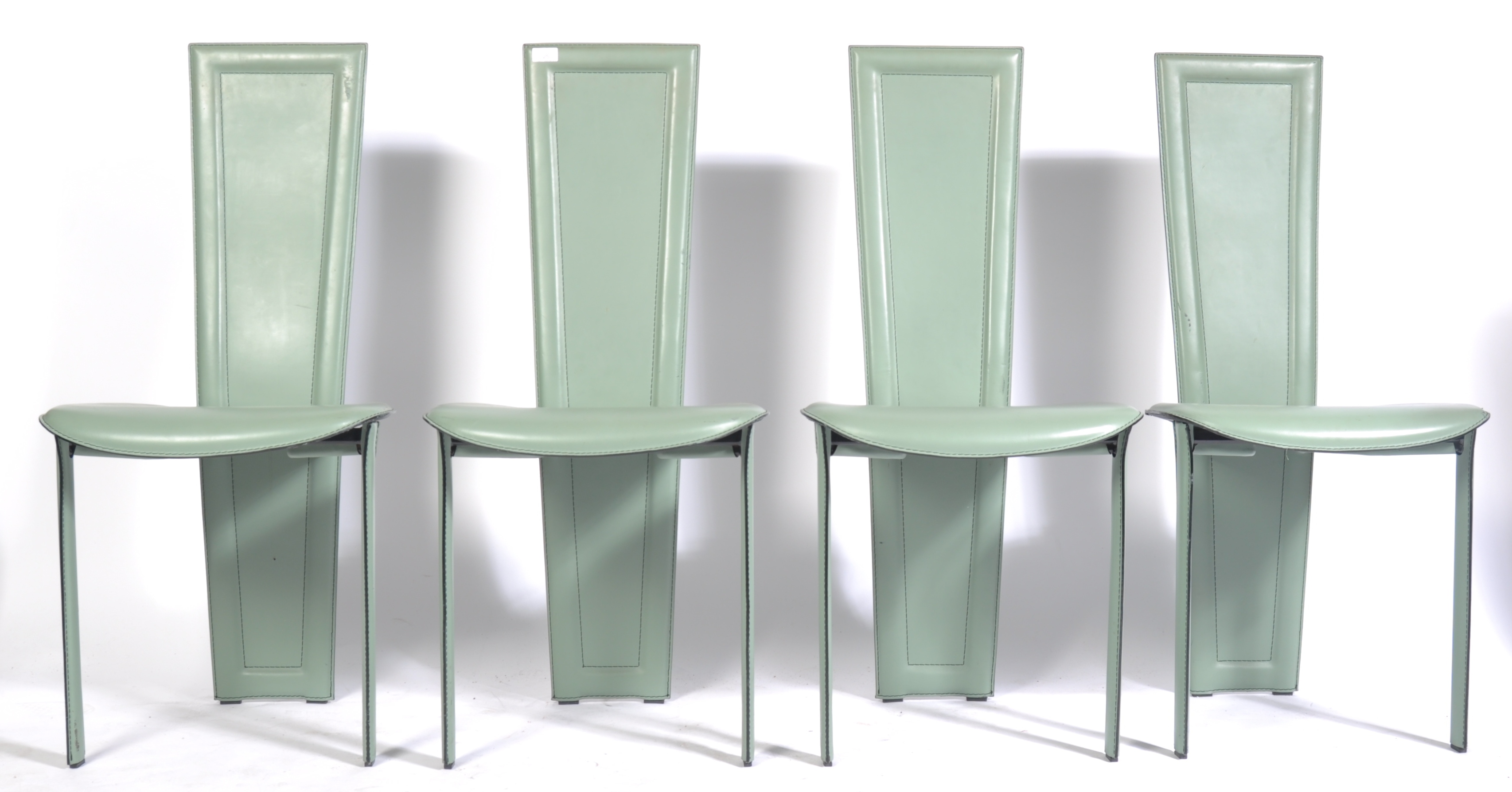 QUIA ITALIAN MINT GREEN LEATHER DINING CHAIRS - Image 4 of 8
