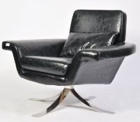 LATE 20TH CENTURY BLACK FAUX LEATHER ARMCHAIR