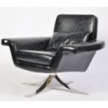 LATE 20TH CENTURY BLACK FAUX LEATHER ARMCHAIR