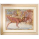 MICHEAL COOTE 20TH CENTURY BRITISH ARTIST PASTEL T-REX