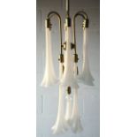 VENETIAN MURANO GLASS AND BRASS MID CENTURY CHANDELIER LIGHT