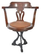 19TH CENTURY VICTORIAN MAHOGANY SHIPS / CAPTAINS DESK CHAIR