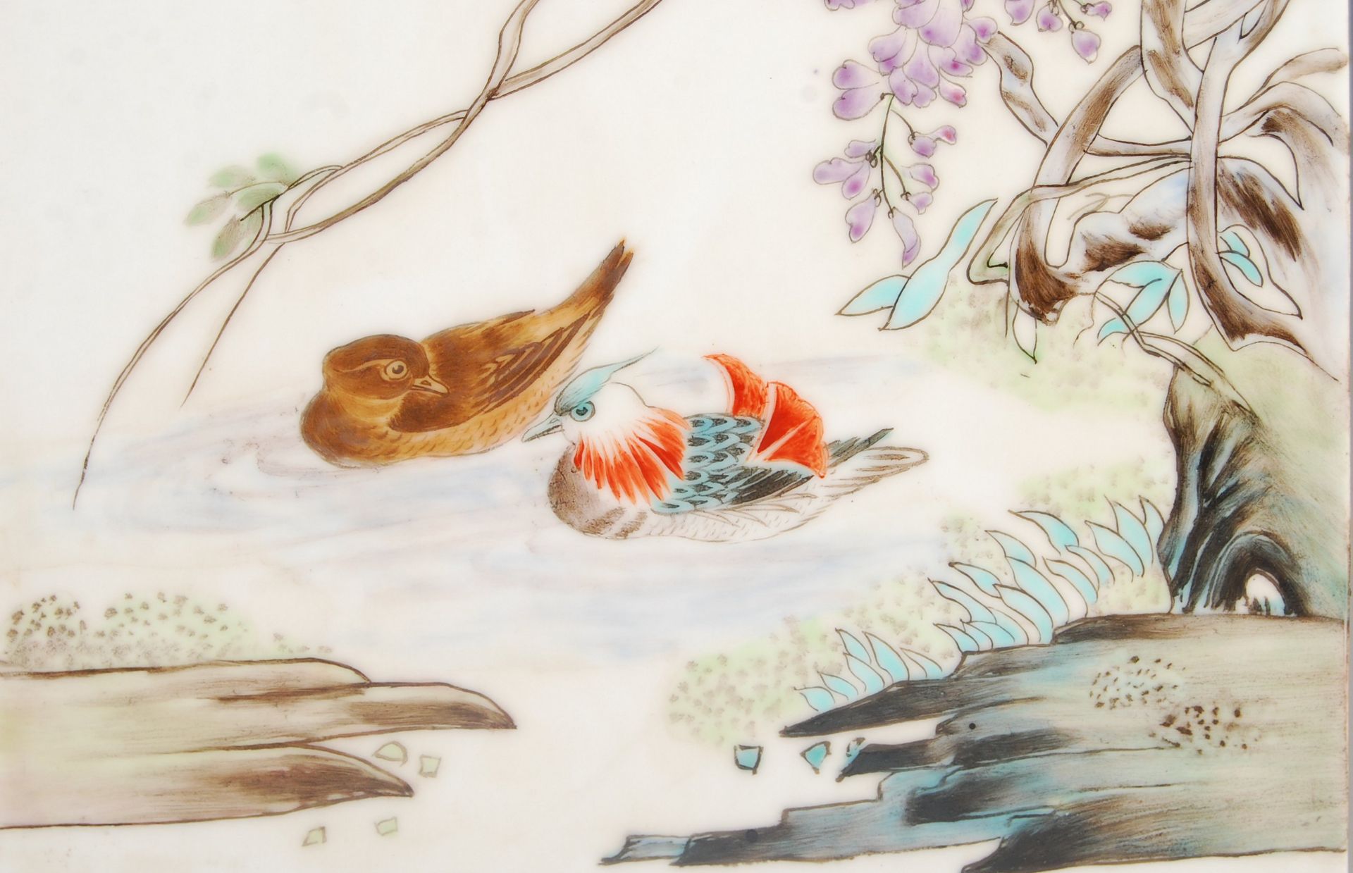 CHINESE REPUBLIC PERIOD PORCELAIN TILE DECORATED WITH MANDARIN DUCKS - Bild 2 aus 6