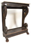 19TH CENTURY ITALIAN EBONISED MARBLE CONSOLE HALL TABLE