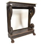 19TH CENTURY ITALIAN EBONISED MARBLE CONSOLE HALL TABLE