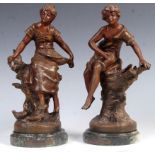 PAIR OF AUGUSTE MOREAU BRONZE SPELTER FIGURINES