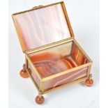 19TH CENTURY CARNELIAN BANDED AGATE AND ORMOLU TRINKET BOX