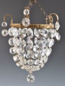 19TH CENTURY CUT GLASS EMPIRE TYPE BASKET CHANDELIER