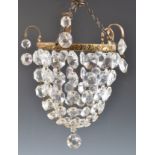 19TH CENTURY CUT GLASS EMPIRE TYPE BASKET CHANDELIER