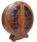 ART DECO WALNUT CIRCULAR CHINA DISPLAY CABINET