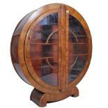 ART DECO WALNUT CIRCULAR CHINA DISPLAY CABINET