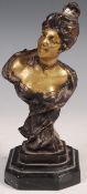 20TH CENTURY FRENCH SIGNED BRONZE ART NOUVEAU BUST OF A MAIDEN