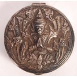 EARLY 20TH CENTURY TIBETAN THAI BUDDHA SILVER WHITE METAL COMPACT