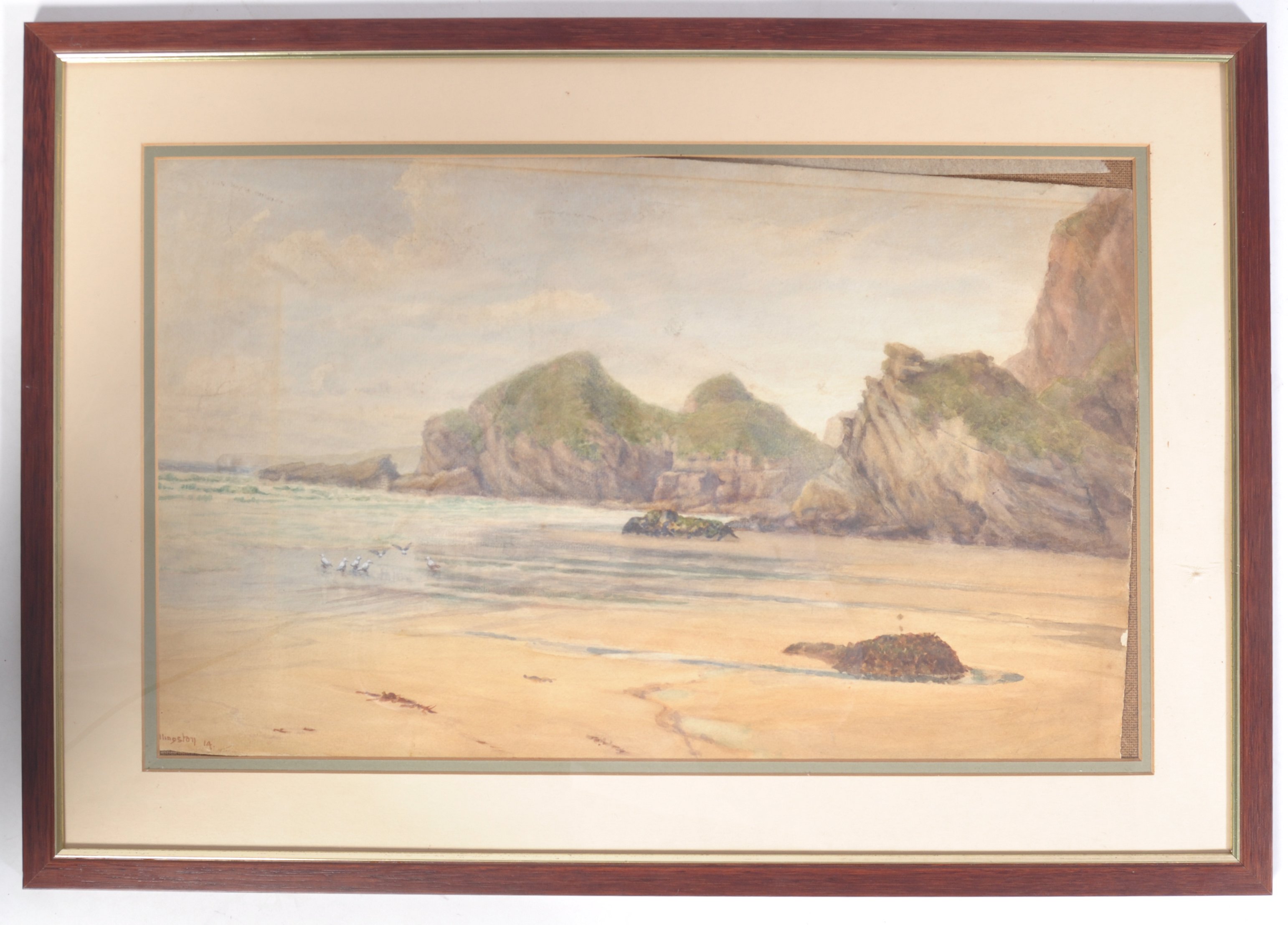 C.P.B.S. LILLINGSTON (fl.1871-1899) CORNISH WATERCOLOUR PAINTING OF COAST