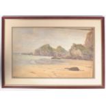 C.P.B.S. LILLINGSTON (fl.1871-1899) CORNISH WATERCOLOUR PAINTING OF COAST