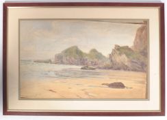 C.P.B.S. LILLINGSTON (fl.1871-1899) CORNISH WATERCOLOUR PAINTING OF COAST