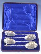 VICTORIAN 19TH CENTURY CASED SET OF SILVER PLATE APOSTLE SPOONS