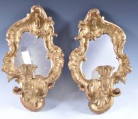 PAIR OF EARLY 20TH CENTURY EDWARDIAN GILT WOOD WALL SCONCES