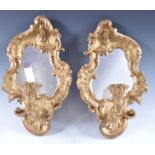 PAIR OF EARLY 20TH CENTURY EDWARDIAN GILT WOOD WALL SCONCES