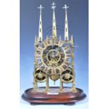 19TH CENTURY ENGLISH BRASS GOTHIC SKELETON CLOCK