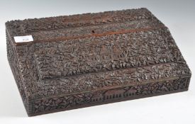 19TH CENTURY CARVED ANGLO INDIAN WRITING SLOPE