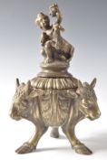 NAPOLEONIC ITALIAN GRAND TOUR BRONZE LIDDED INKWELL