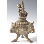 NAPOLEONIC ITALIAN GRAND TOUR BRONZE LIDDED INKWELL