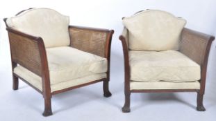 PAIR OF EARLY 20TH CENTURY FRENCH BERGERE ARM CHAIRS