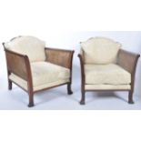 PAIR OF EARLY 20TH CENTURY FRENCH BERGERE ARM CHAIRS