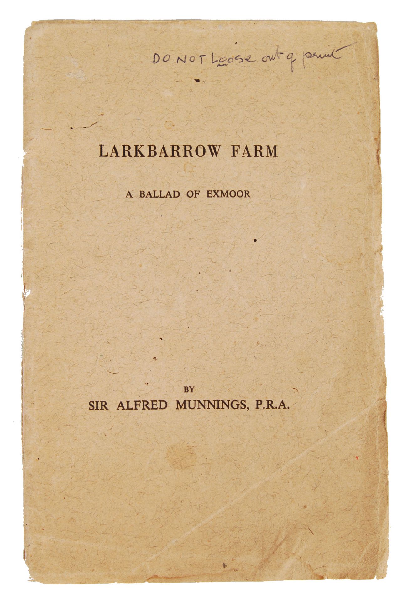 SIR ALFRED JAMES MUNNINGS SIGNED COPY OF LARKBARROW FARM
