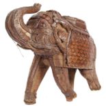 EARLY 20TH CENTURY LARGE WOODEN AND COPPER INDIAN ELEPHANT