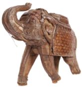EARLY 20TH CENTURY LARGE WOODEN AND COPPER INDIAN ELEPHANT