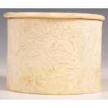 EARLY 19TH CENTURY CARVED IVORY ROUND LIDDED GENTLEMEN'S POT