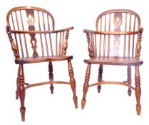 PAIR OF 19TH CENTURY BEECH AND ELM WINDSOR CARVER CHAIRS