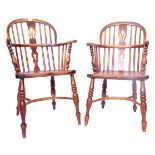 PAIR OF 19TH CENTURY BEECH AND ELM WINDSOR CARVER CHAIRS