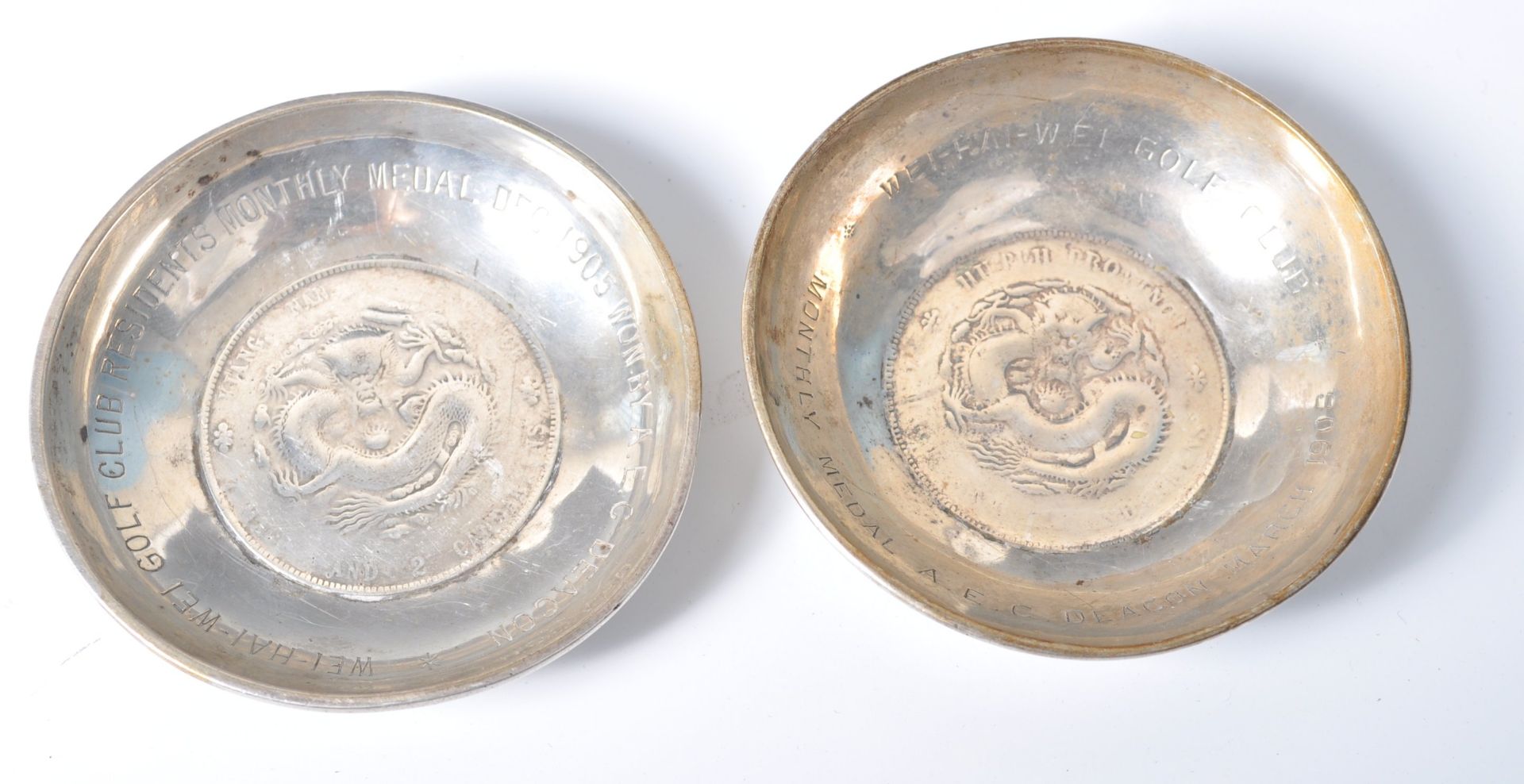 PAIR OF EARLY 20TH CENTURY CHINESE WEIHAIWEI GOLD AWARDS