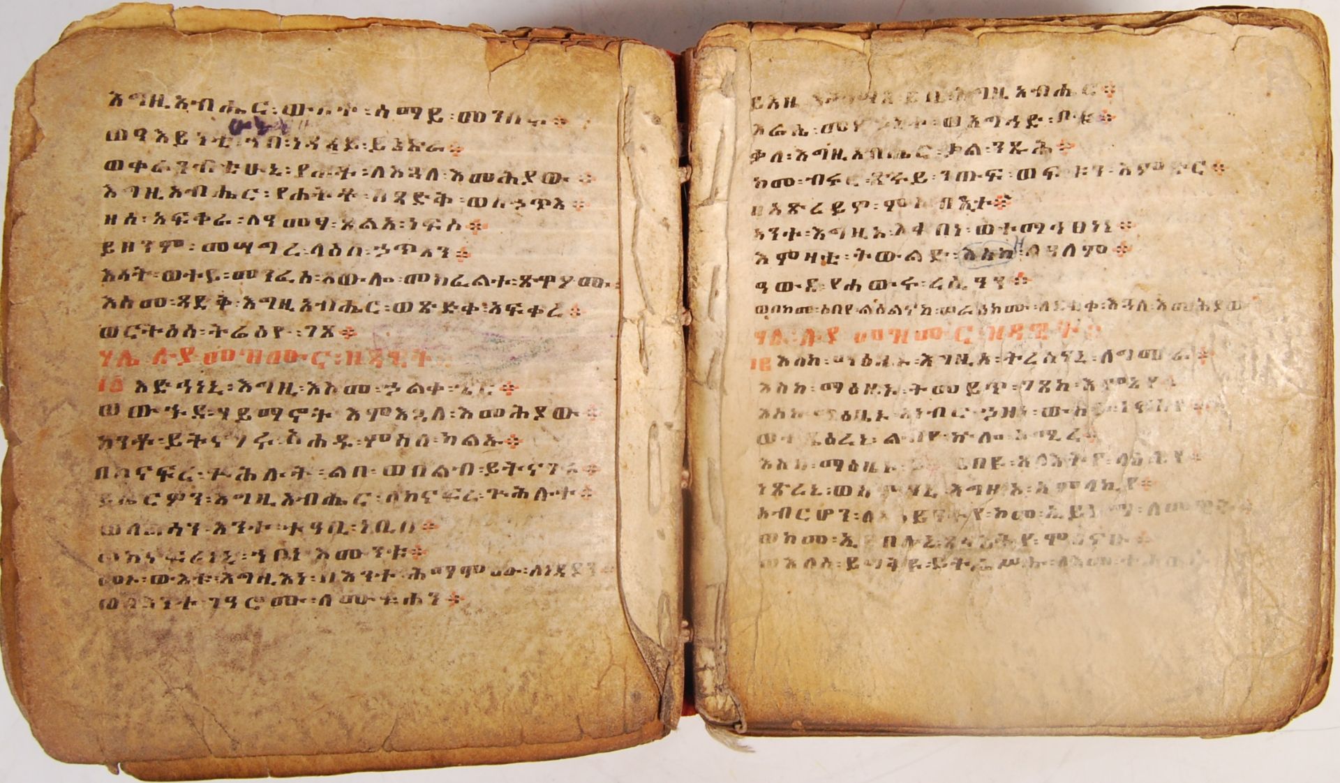 ANTIQUE 19TH CENTURY ETHIOPIAN VELLUM PRAYER BOOK