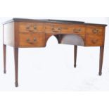 LATE 19TH CENTURY MAHOGANY AND EBONY INLAID LEATHER WRITING DESK