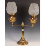 RARE 19TH CENTURY BRASS TWIN ARM COACHING LAMP