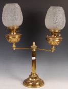 RARE 19TH CENTURY BRASS TWIN ARM COACHING LAMP